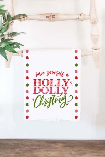 Have Yourself a Holly Dolly Christmas Tea Towel