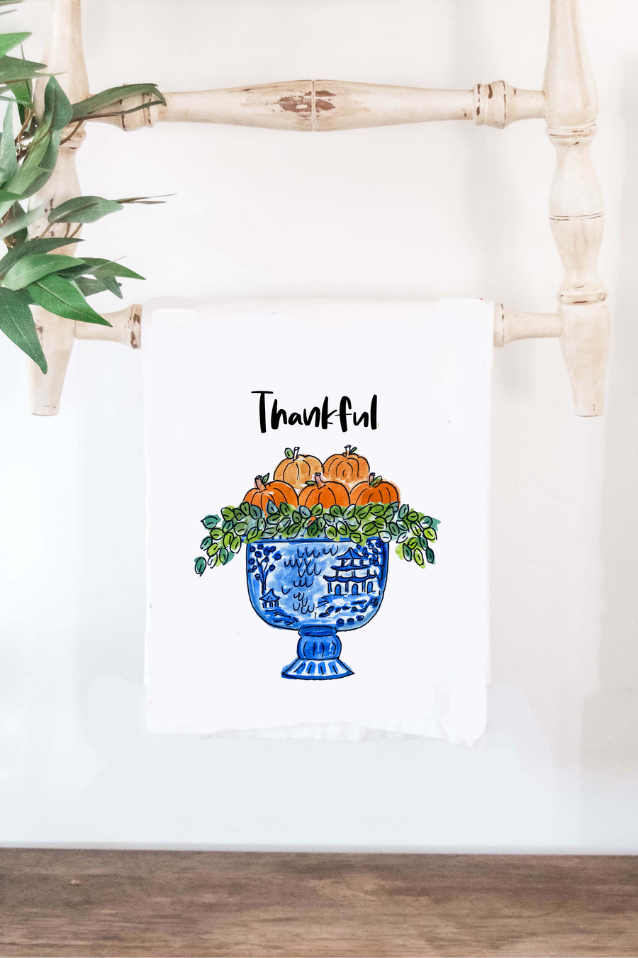 Fall Thankful Topiary Tea Towel
